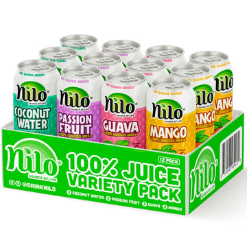 Nilo Variety Pack | 100% Squeezed Juice Guava Mango Coconut Water Passion Fruit | No Sugar Added | Non Gmo | Not From Concentrat