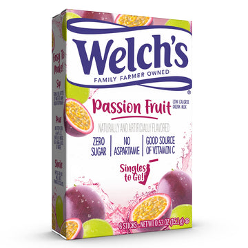 Welch's Singles To Go Passion Fruit Drink Mix - 12 Boxes, 72 Packets Total, 6 Count Each - Refreshing Water Flavoring