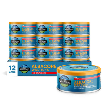 Wild Planet Wild Albacore Tuna, No Salt Added, Canned Tuna, Sustainably Wild-Caught, Non-GMO, Kosher 5 Ounce (Pack of 12), Packa