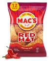 Macs Hot Fried Pork Skins - Hot Flavored Chicharrones Pork Rinds - Low Carb, Gluten-Free, Keto-Friendly Snack- 3oz (12-Pack)