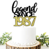 Migeaks legend since 1987 cake topper 37th birthday happy birthday cake topper men and women cheer 37 years old handmade black g
