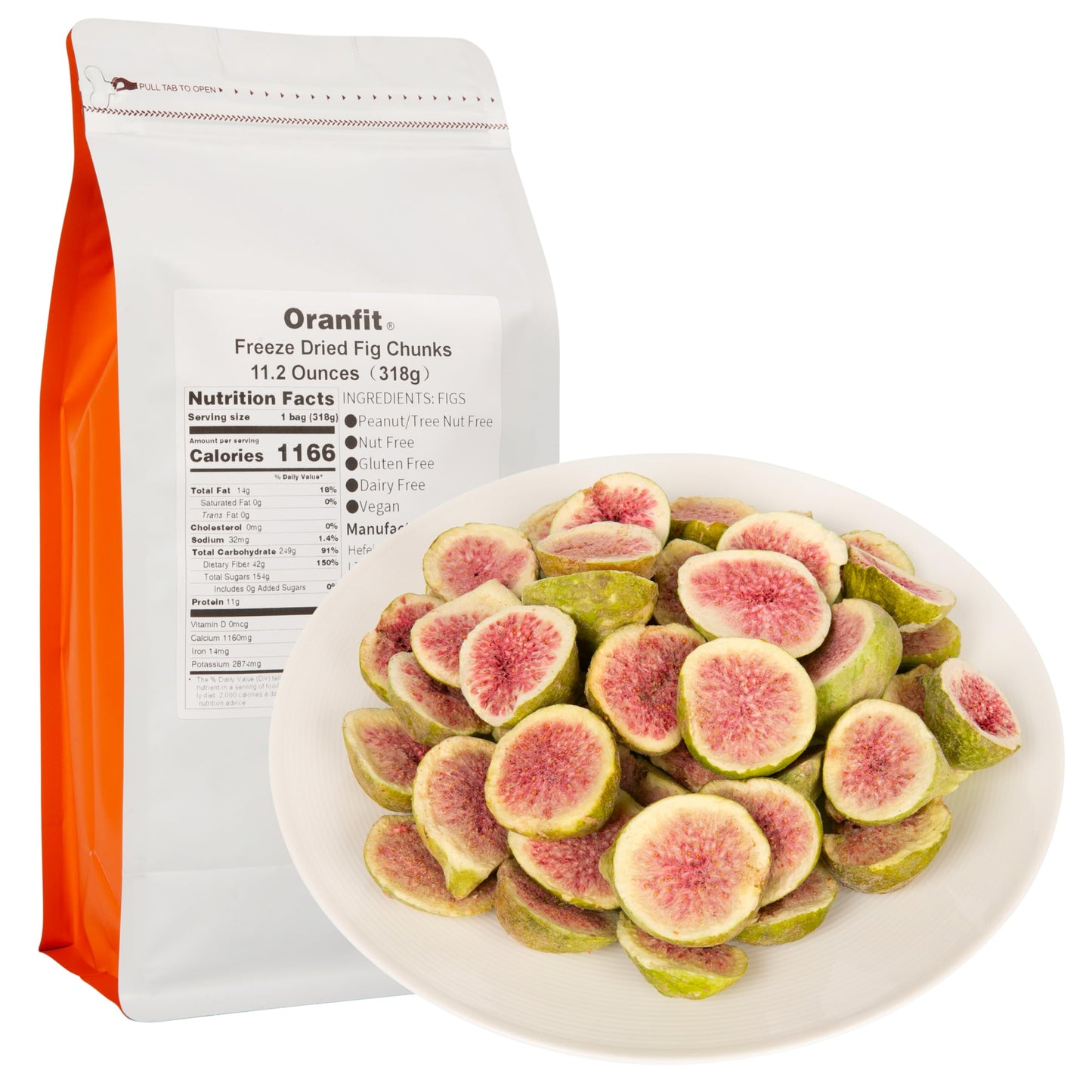 Oranfit Freeze-Dried Fig Chunks 11.2 Ounces/318G (75-105 Chunks)