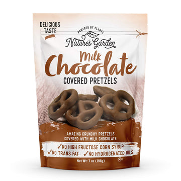 Nature'S Garden Milk Chocolate Covered Pretzels - No Trans Fat, Indulgent Snack, Milk Chocolate Pretzels - 7 Oz Bag (Pack Of 1)