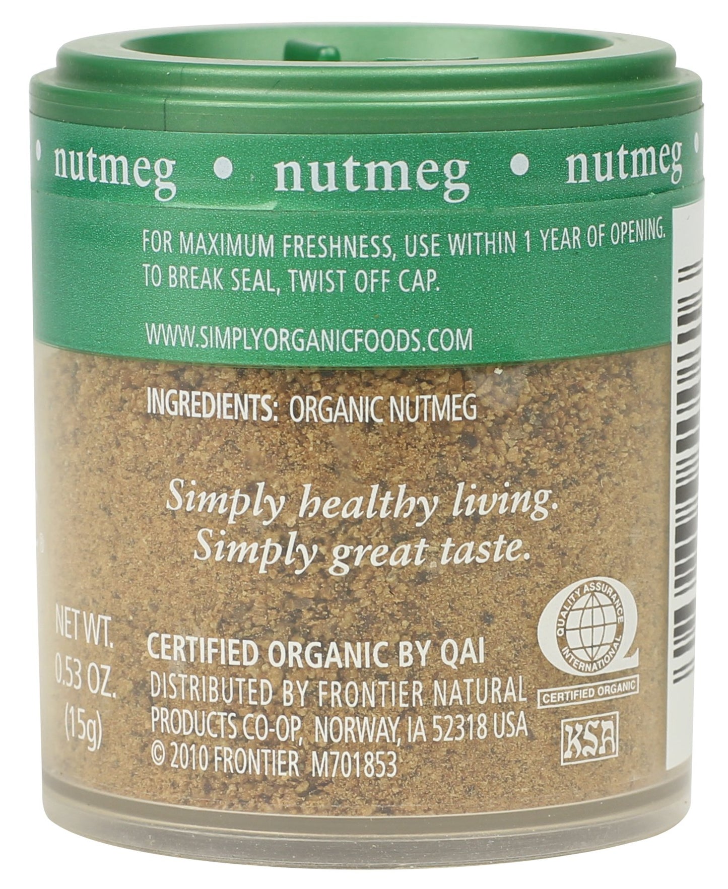 Simply Organic Mini, Og, Nutmeg Ground, 0.53-Ounce (Pack of 6)