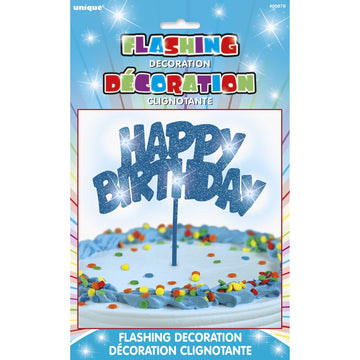 Blue Happy Birthday Led Flashing Pick - 10.25'', 1 Piece - Perfect For Birthday Celebrations