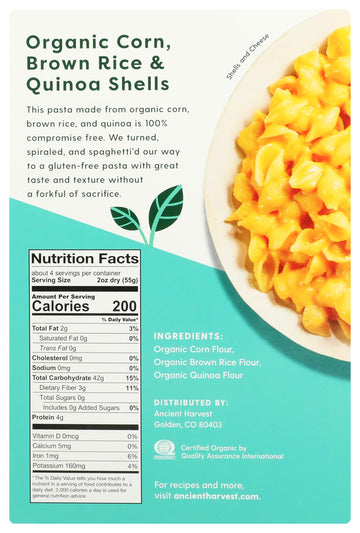 Ancient Harvest Gluten Free Pasta Shells, 8 Ounce