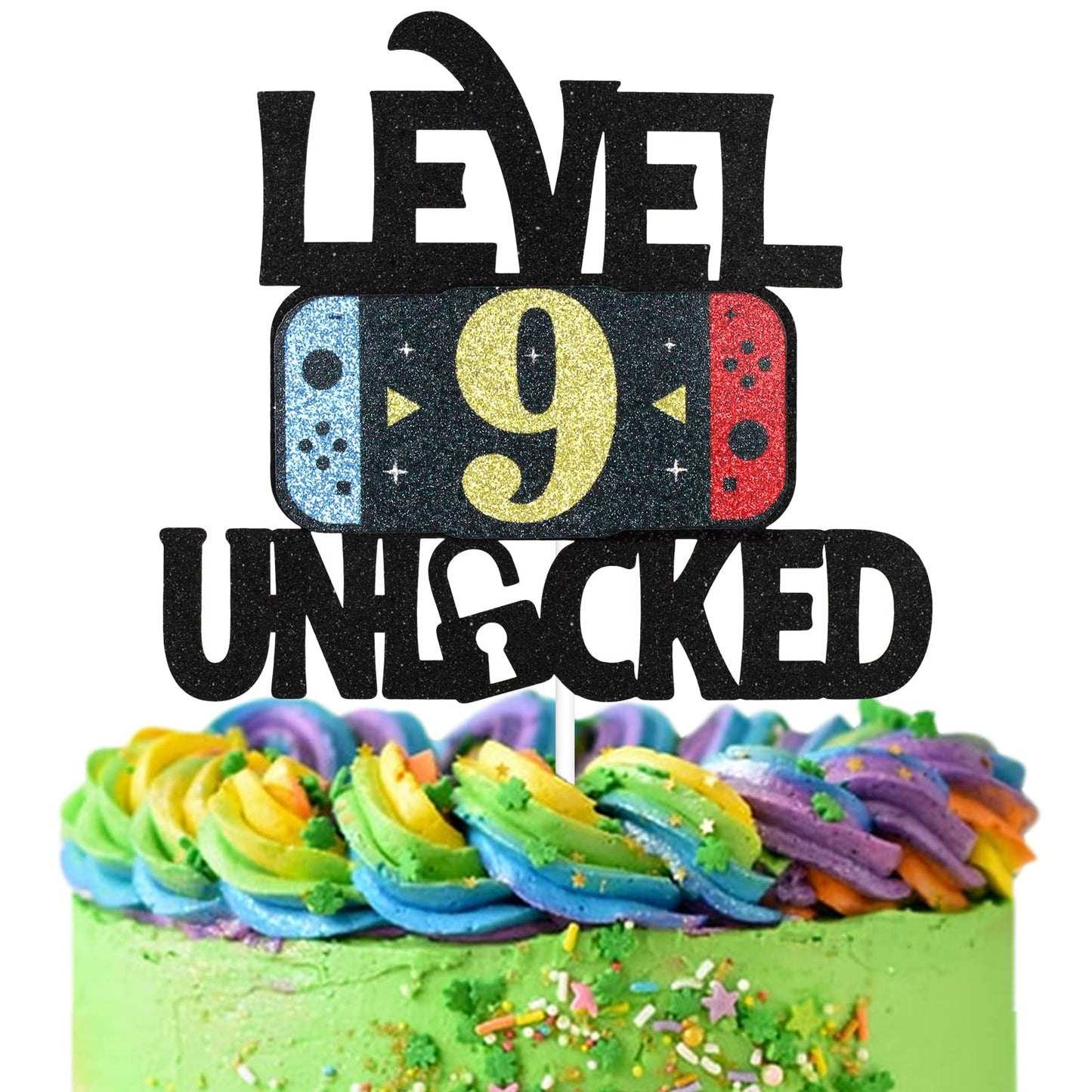 Level 9 Unlocked Game Birthday Cake Topper - Video Game Boy'S 9Th Birthday Game On Party Cake Supplies - Gaming Level Up Winner