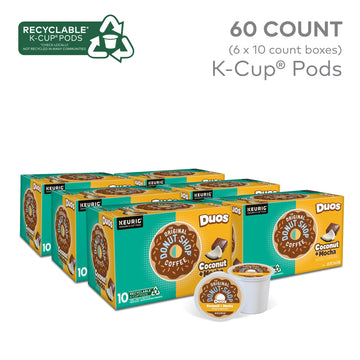 The Original Donut Shop Duos Coconut & Mocha Coffee K-Cup Pods, Medium Roast, 60 Count (6 Packs of 10)