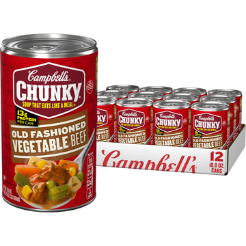 Campbell'S Chunky Soup, Old Fashioned Vegetable Beef Soup, 18.8 Ounce Can (12 Pack)