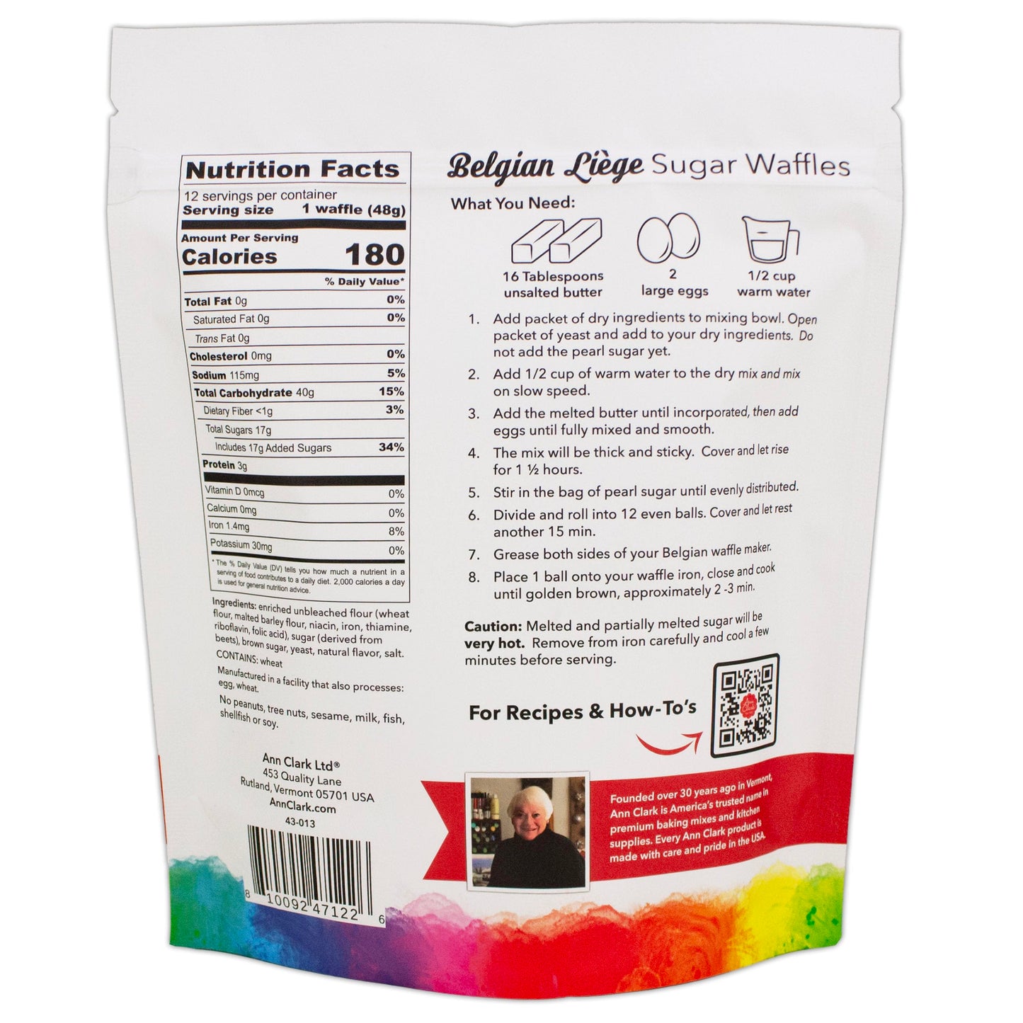Ann Clark Belgian Liège Sugar Waffle Mix with Pearl Sugar, 21 Ounce Pack