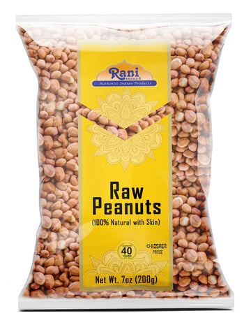 Rani Peanuts, Raw Whole With Skin (Uncooked, Unsalted) 7Oz (200G) ~ All Natural | Vegan | Gluten Friendly | Kosher | Fresh Product Of Usa ~ Spanish Grade Groundnut/Red-Skin