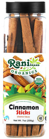 Rani Organic Cinnamon Sticks 7Oz (200G) Pet Jar - 36-44 Sticks - Strong Aroma, Perfect For Baking, Cooking & Beverages | 3+ Inches Length - Cassia Saigon Cinnamon From Vietnam | Kosher