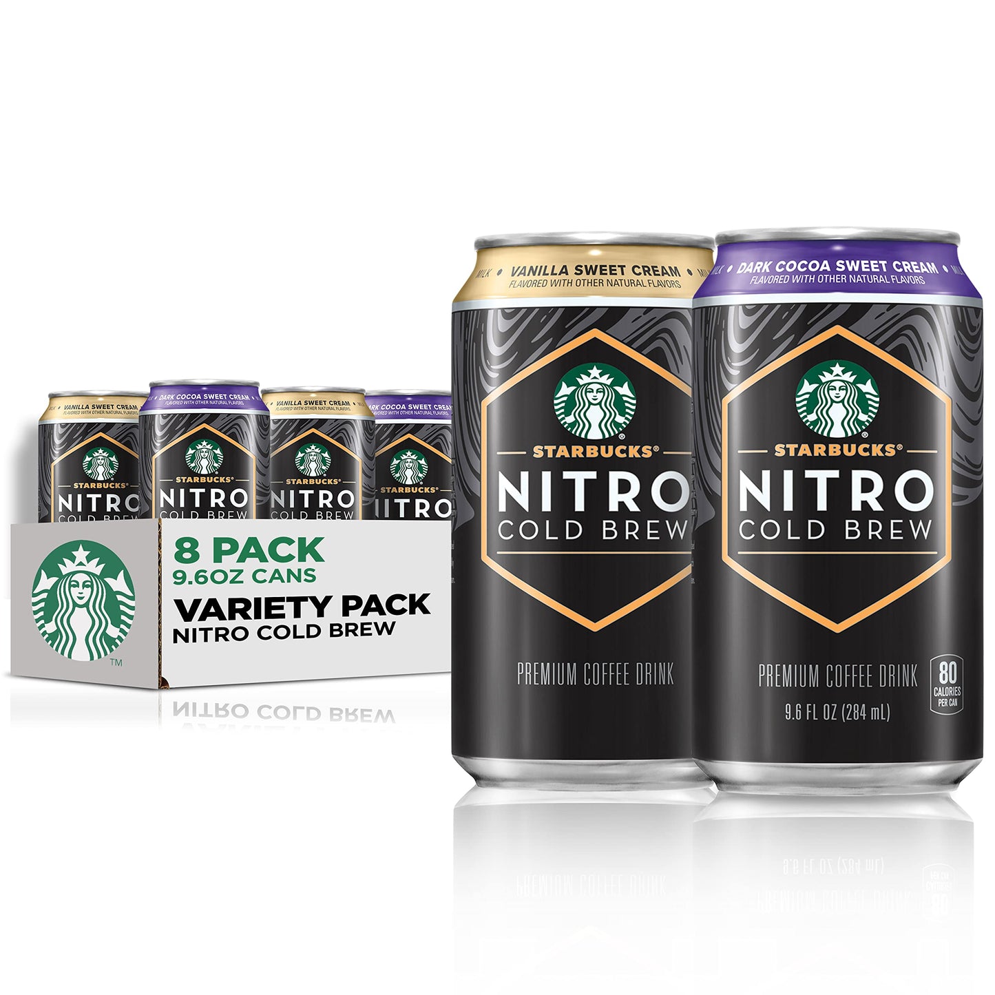 Starbucks Nitro Cold Brew, 2 Flavor Sweet Cream Variety Pack, 9.6 Fl Oz Cans (8 Pack)