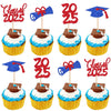 24 PCS 2025 Graduation theme Cupcake Toppers Glitter Congrats Grad Diploma 2025 Graduation Cap Cupcake Picks Class of 2025 Cake
