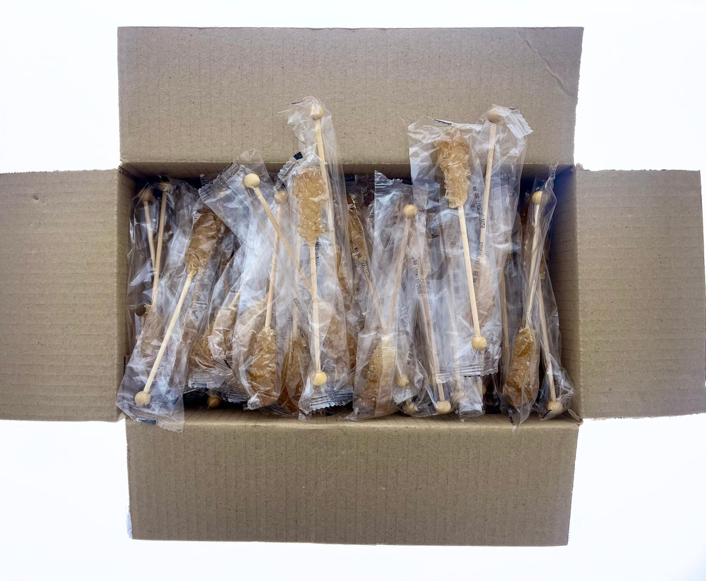 Candy Envy - Amber Caf   Sugar Sticks Mini Rock Candy - 100 Bulk Individually Wrapped Amber Treats - Original Sugar Flavored