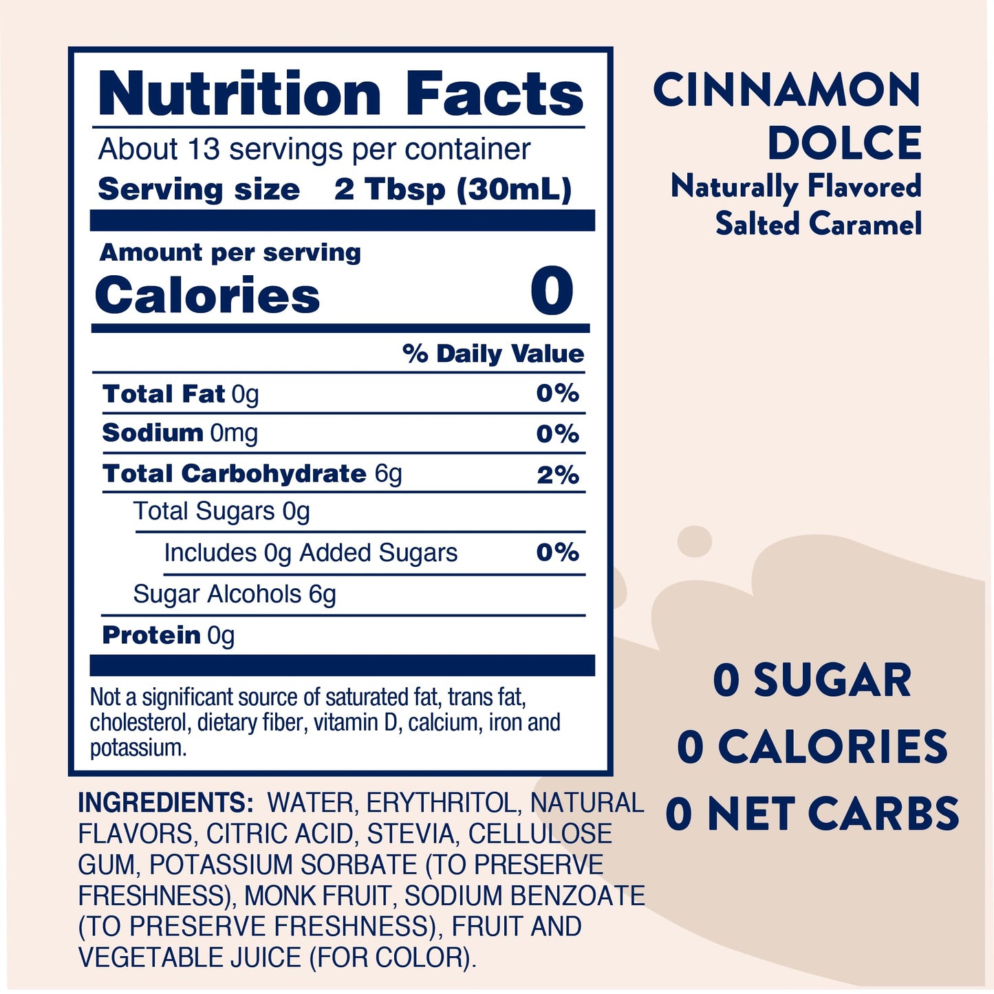 Jordans Skinny Mixes Sugar Free Cinnamon Dolce Syrup, 12.6 oz, Zero Calorie Flavoring for Coffee and Drinks