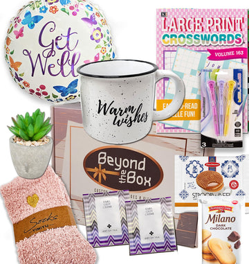 Get Well Soon Gift Basket For Women Care Package W/Balloon, Feel Better Soon Gift, Variety Box W/Snacks After Surgery Hospital O