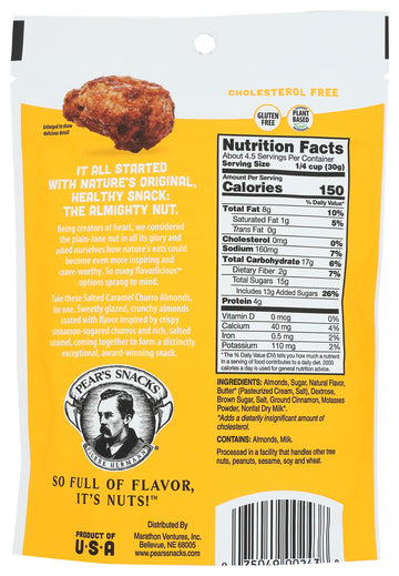 Pear'S Snacks Salted Caramel Churro Inspired Almonds, 4.5 Oz