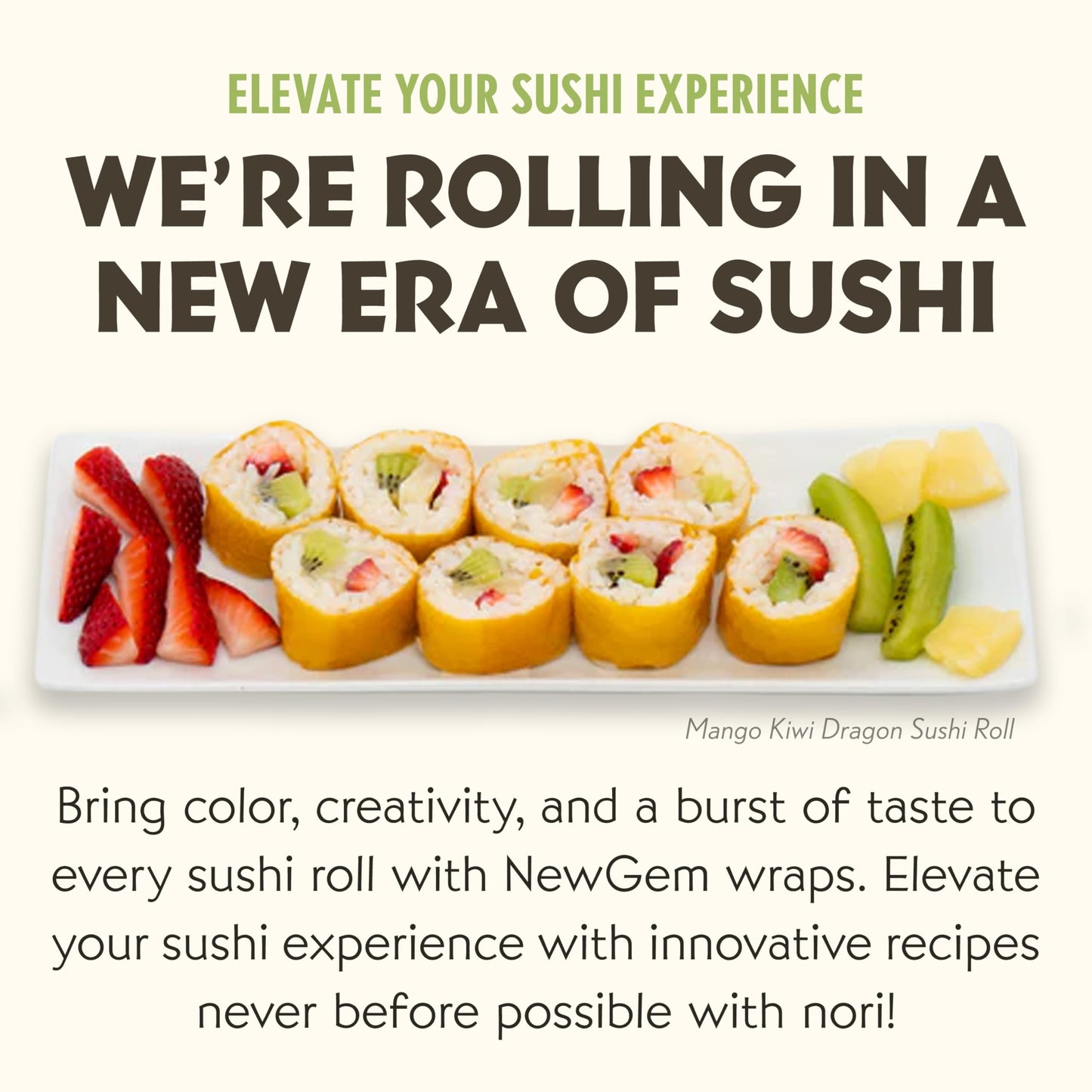 Newgem Mango Sushi Wraps, Gluten Free, Paleo, Vegan, Keto Friendly, Low Calorie Sushi Wrap Alternative, Low Carb Tortilla Wraps,