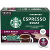 Starbucks K-Cup Coffee Pods, Dark Roast Coffee, Espresso Roast for Keurig Coffee Makers, 100% Arabica, 1 Box (10 Pods)