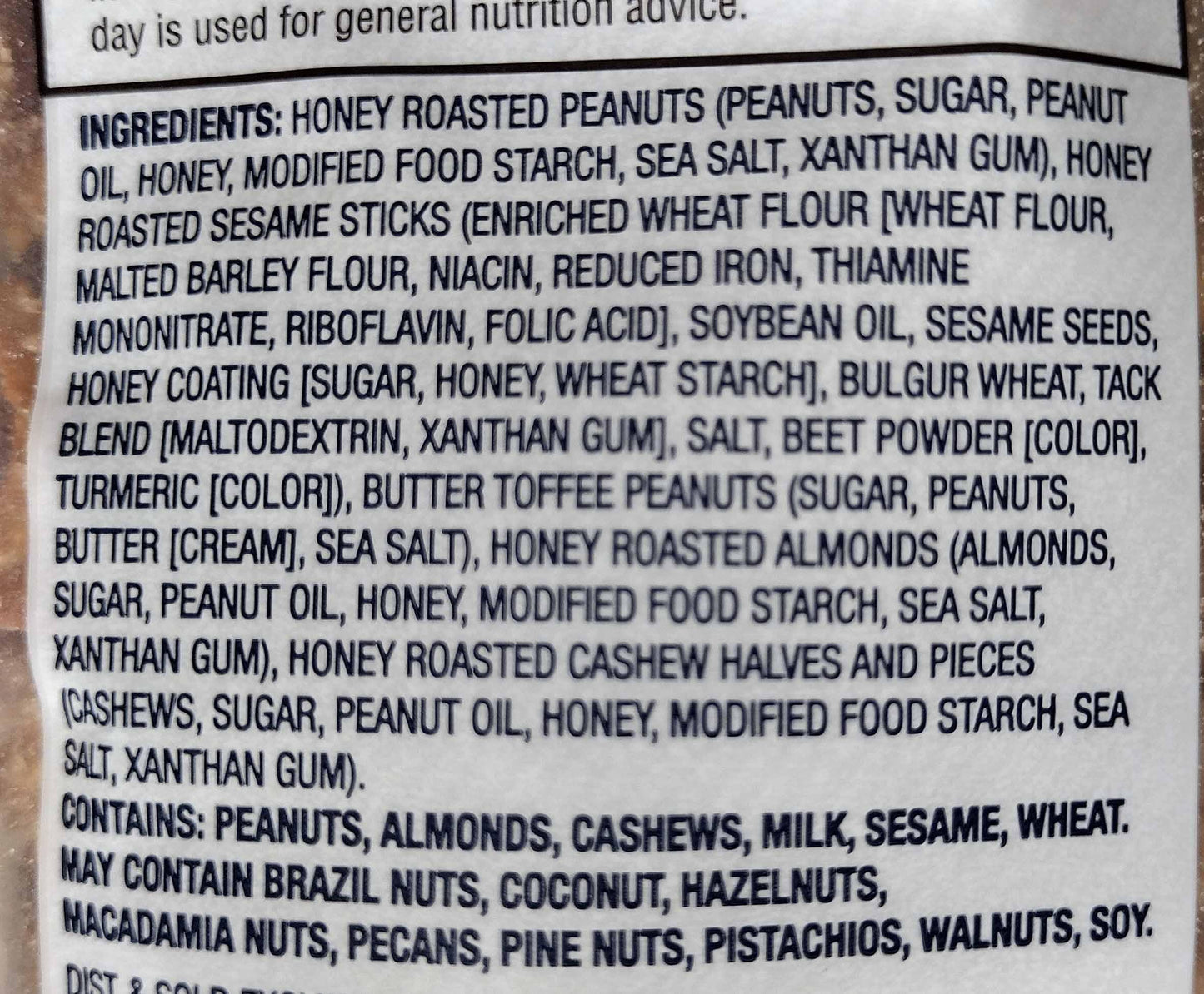 Honey Nut Trail Mix: Peanuts, Roasted Sesame Sticks, Butter Toffee Peanuts, Honey Roasted Cashews & Almonds, Snack Snacking Sports Bowl Food, 19Oz Southern Grove Jumbo Bag