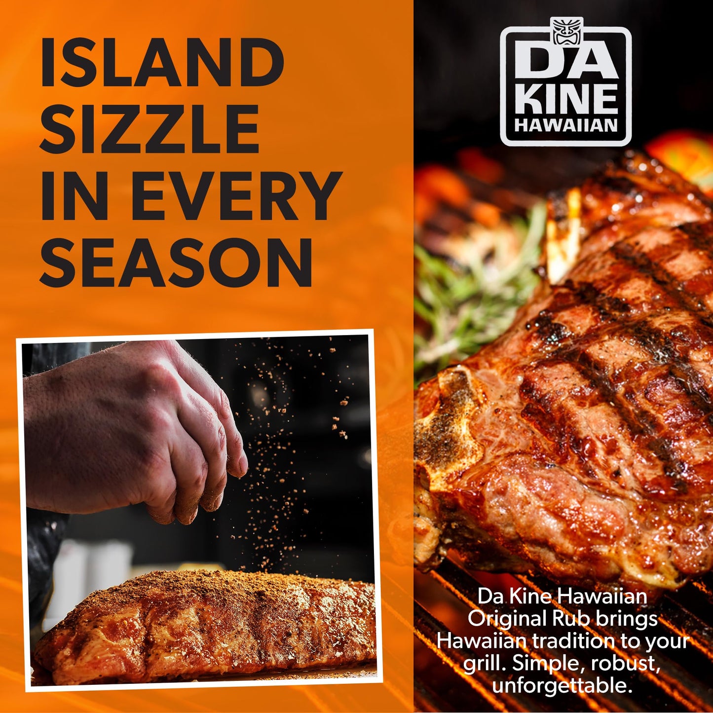 Da Kine Hawaiian BBQ Dry Rub Seasoning - Gluten-Free, Low Sodium, Original Flavor, 4 oz (3 Pack) - Red