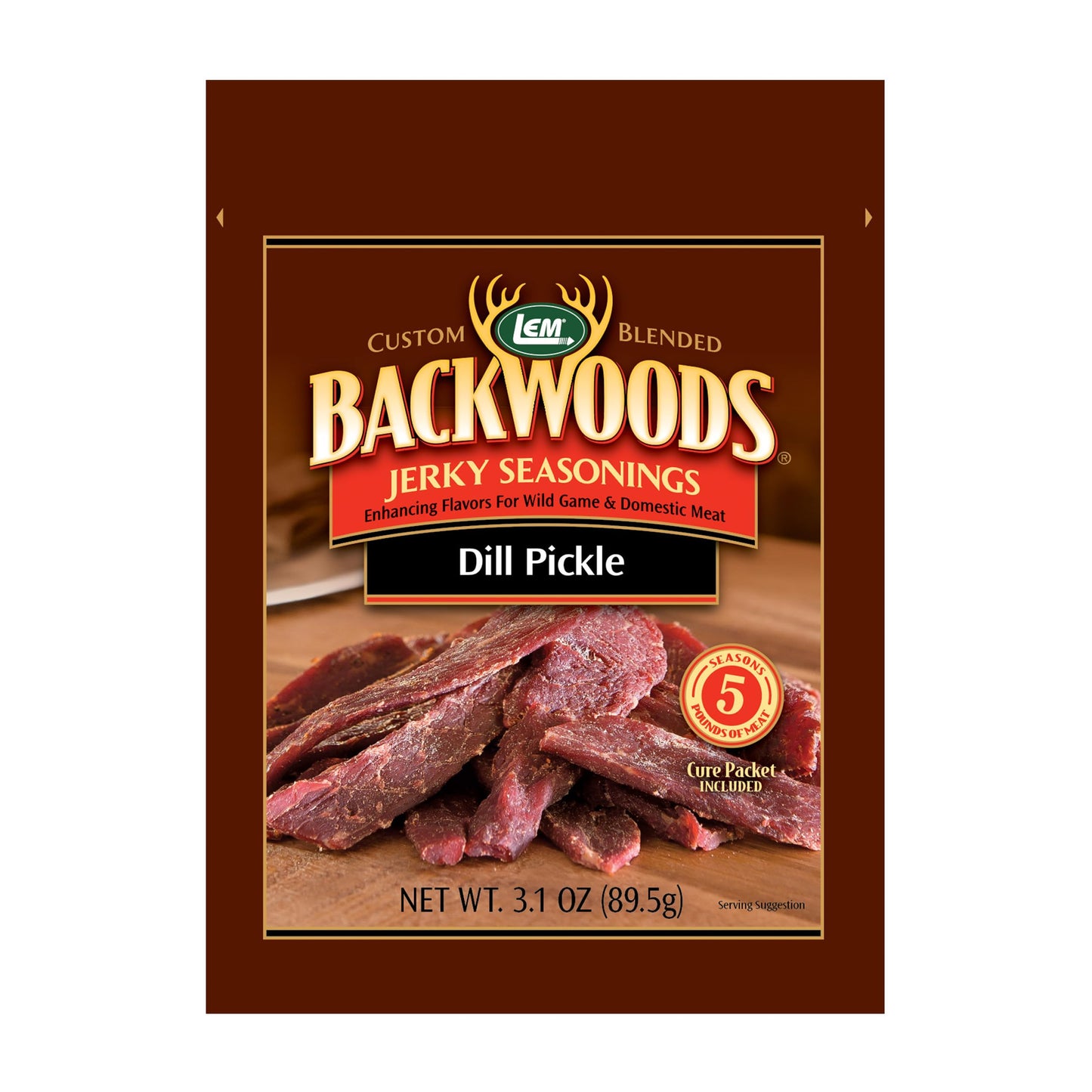 Lem Products Backwoods Dill Pickle Jerky Seasoning Ideal For Wild Game And Domestic Meat Seasons Up To 5 Pounds Of Meat 3.1 Ounce Packet