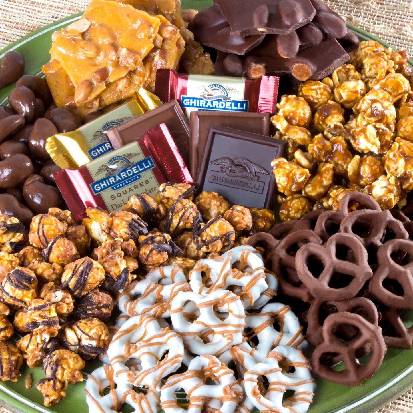 A Gift Inside Happy Holidays Chocolate Caramel And Crunch Grand Gift Basket