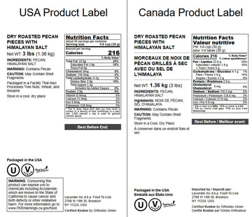 Food To Live Dry Roasted Pecan Pieces With Himalayan Salt, 3 Pounds - Oven Roasted, Lightly Salted, No Oil Added, Perfect For Co