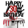 Black Glitter Killer Happy 30Th Birthday Cake Topper, Halloween Zombie Vampire Bloody Friday Birthday D Cor, Halloween Horror T