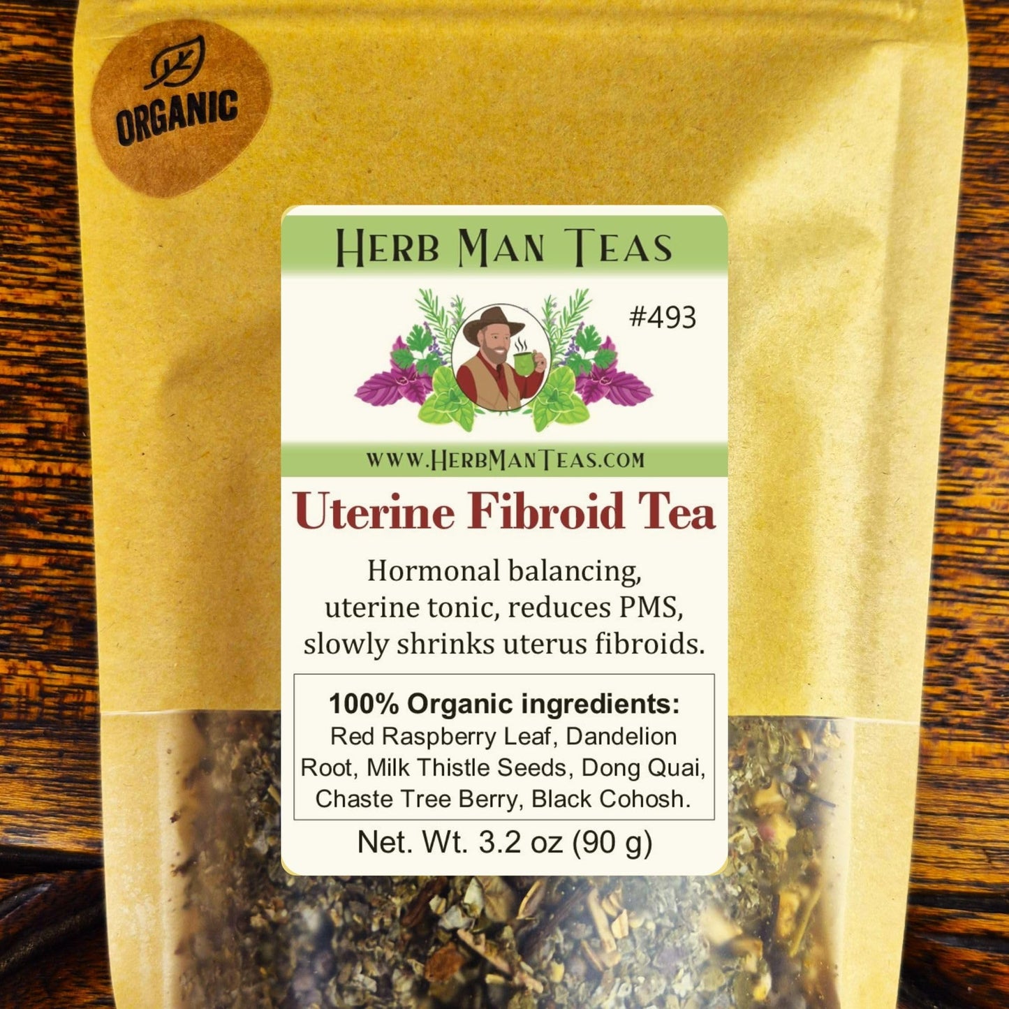 FIBROID TEA - Organic Herbal Blend for Hormonal Balance & Uterine Tissue Health - by Master Herbalist Khabir, Non-GMO, No Additi
