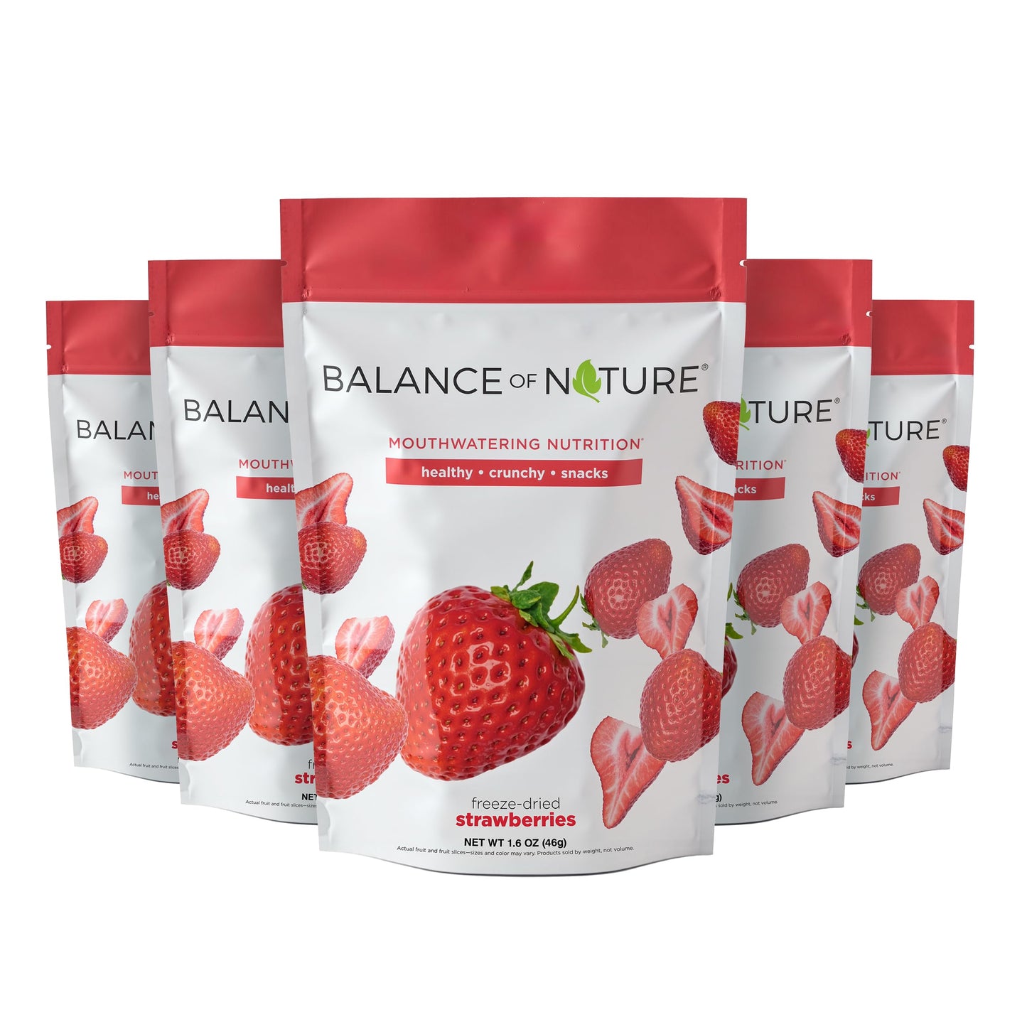 Balance of Nature Freeze-Dried Strawberries (5 Pack) - 100% Real Fruit, Crunchy Strawberry Slices, Healthy Snack, Mouthwatering