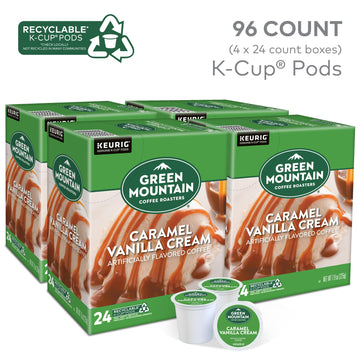 Green Mountain Coffee Roasters Caramel Vanilla Cream Coffee, Keurig Single-Serve K-Cup Pods, Light Roast, 96 Count (4 Packs Of 2