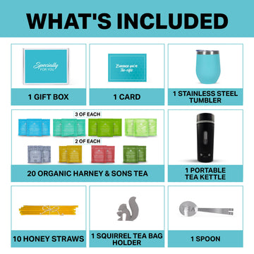 Mothers Day Gifts For Mom Gift Set With Kettle - 36-Piece Sampler For Tea Lovers With Insulated Mug, Organic Blends & Accessorie