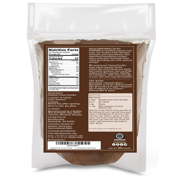 Healthworks Cacao Powder (16 Ounces / 1 Pound) | Cocoa Chocolate Substitute | Certified Organic | Sugar-Free, Keto, Vegan & Non-
