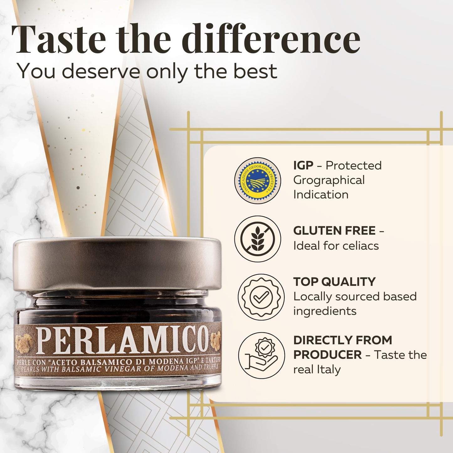 Balsamic Pearls With Balsamic Vinegar Of Modena Igp And Truffle - Fondo Montebello, 1.76Oz (50Gr), Delicious Flavor Pearls, Impo