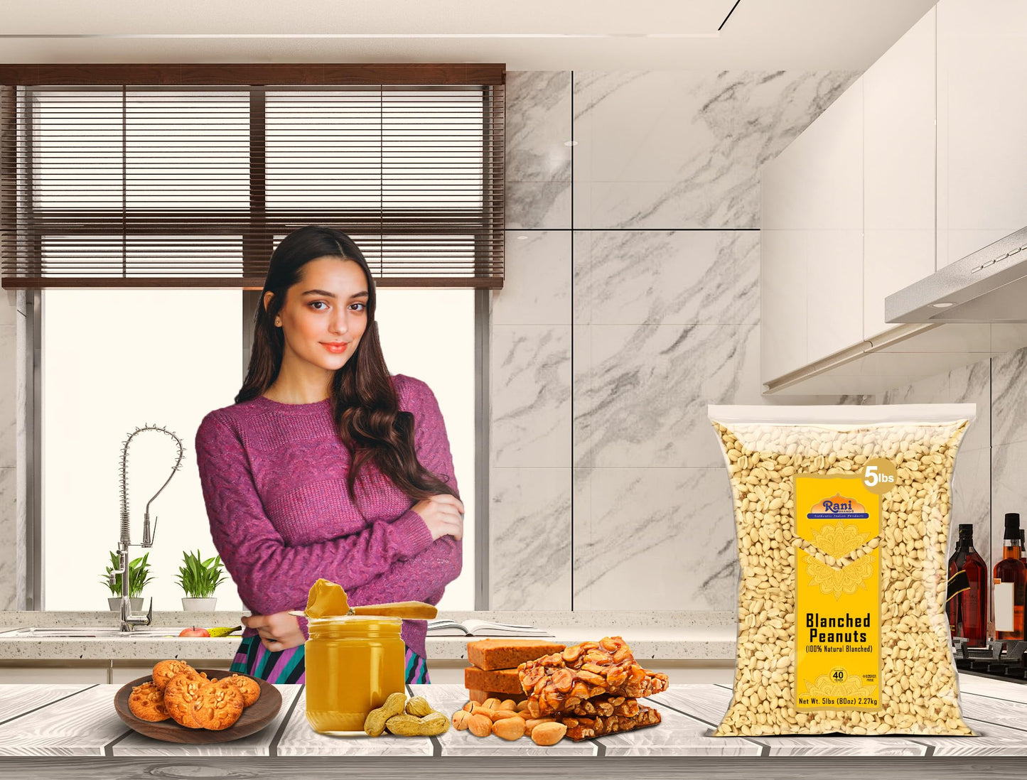 Rani Peanuts Skinless (Blanched, Uncooked) 80Oz (5Lbs) 2.27Kg Bulk ~ All Natural | Vegan | Gluten Friendly | Kosher | Fresh Prod