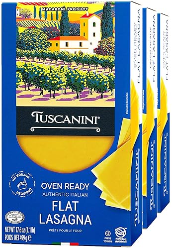 Tuscanini Oven Ready Authentic Italian Flat Lasagna, 3 Pack, 17.6oz Total, Made with Premium Duspirit-inspired flavor Wheat