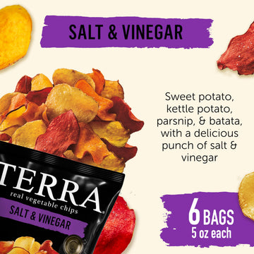 Terra Vegetable Chips, Sea Salt & Vinegar, 5 oz (Pack of 6)