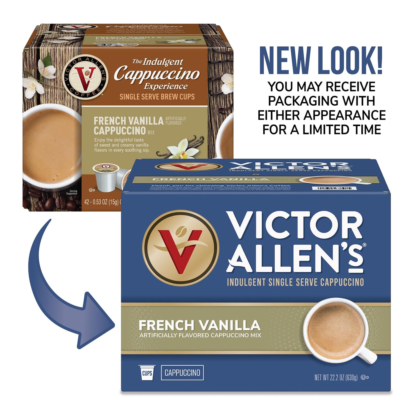 Victor Allens Coffee French Vanilla Cappuccino Mix, 42 Count K-Cup Pods for Keurig, Brown