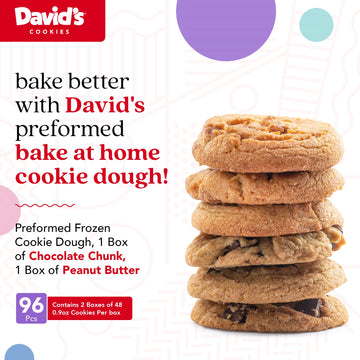 David's Cookies Preformed Frozen Cookie Dough Chocolate Chunk & Peanut Butter 96 count