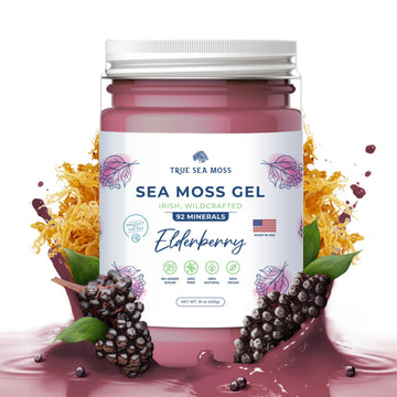 TrueSeaMoss Wildcrafted Irish Sea Moss Gel - Made with Dried Seaweed & Fresh Sea Vegetables, Seamoss - Made in USA (Elderberry,