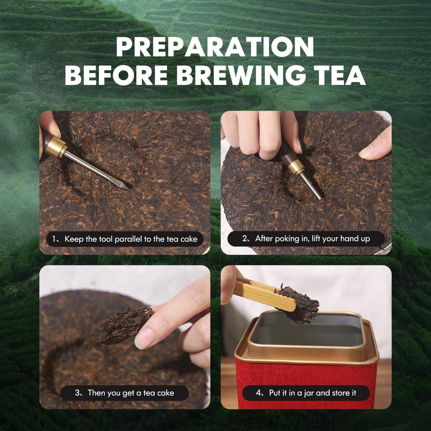 Khs Organic Ripe Pu Erh Tea Cake, 3.53 Oz Usda Certified Organic Puerh Tea Cake, No Dust Production Workshop, Aged Chinese Yunna