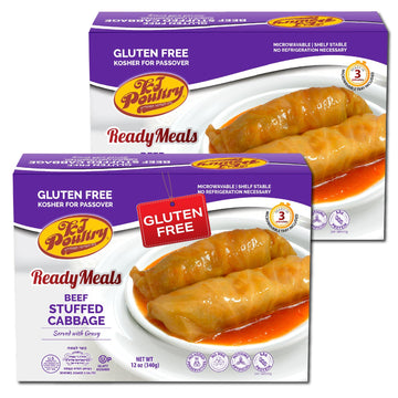 Kosher For Passover Gluten Free Meals, Beef Stuffed Cabbage Rolls In Gravy (2 Pack) Mre Meat Ready To Eat, Prepared Entree Fully