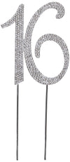 Hatcher Lee Bling Crystal 16 Birthday Cake Topper - Best Keepsake | 16Th Party Decorations Silver