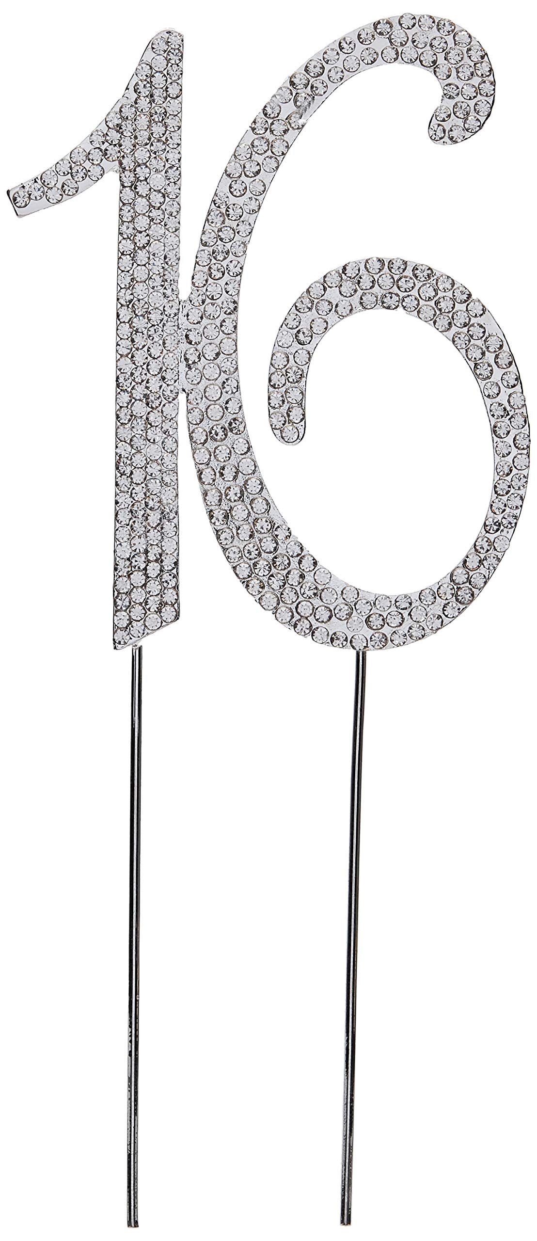 Hatcher Lee Bling Crystal 16 Birthday Cake Topper - Best Keepsake | 16Th Party Decorations Silver