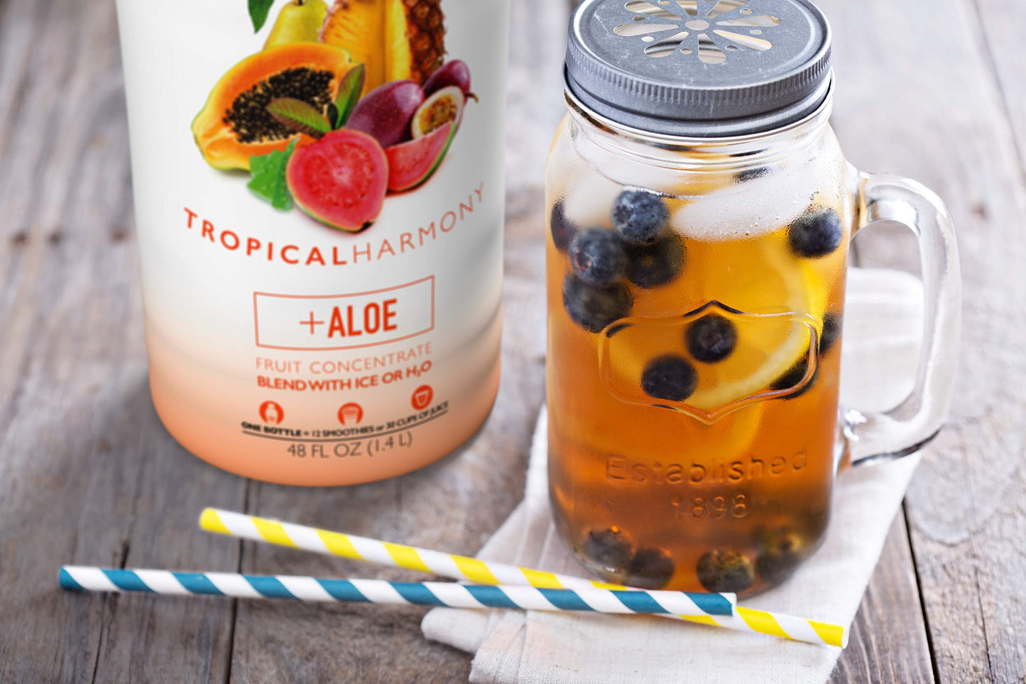 Smartfruit Tropical Harmony + Aloe, 100% Real Fruit Pur e, Non-GMO, No Additives, Vegan - 48 Fl. Oz - 2 Pack