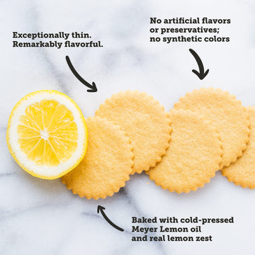 Deweys Bakery Meyer Lemon Moravian Cookie Thins | Baked In Small Batches | Real, Simple Ingredients | Time-Honored Southern Bake