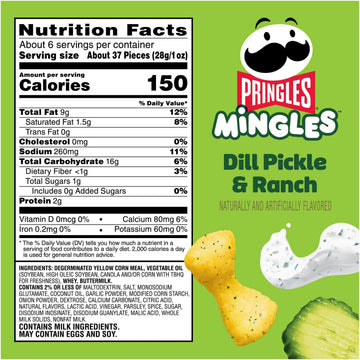 Pringles Mingles Puffed Snacks, Dill Pickle and Ranch, Salty Snacks (6 Bags)