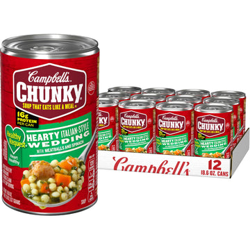Campbell’S Chunky Healthy Request Soup, Hearty Italian Wedding Soup With Meatballs And Spinach, 18.8 Oz Can (Case Of 12)